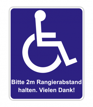 Aufkleber Rollstuhl Bitte 2m Rangierabstand halten